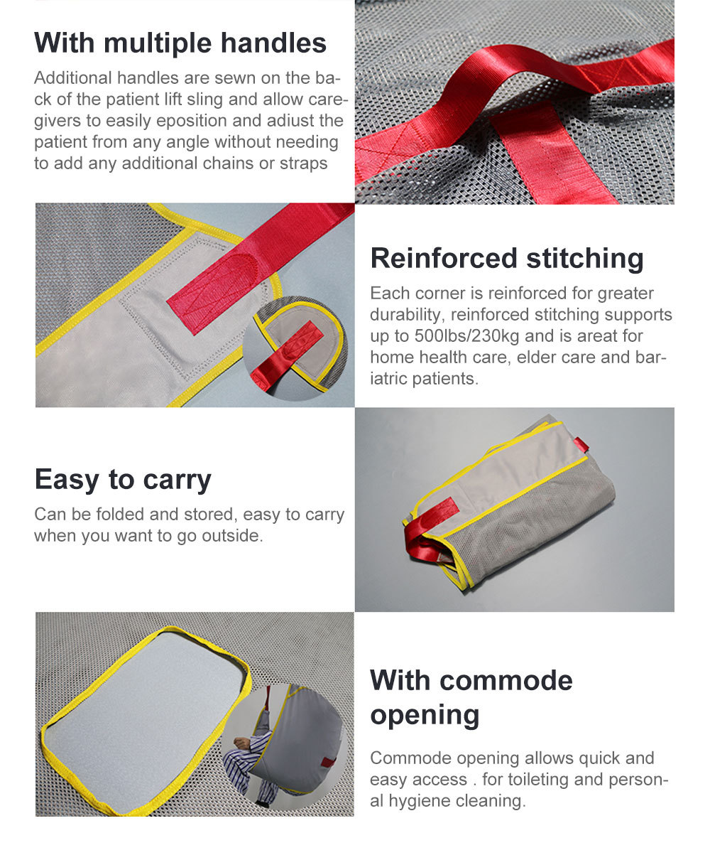 Full Body Divided Leg mesh sling for hoyer lift with Commode Opening & head support - product detail