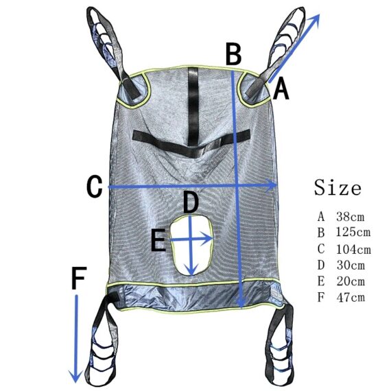 Full Body Mesh Patient Lift Sling Size Info