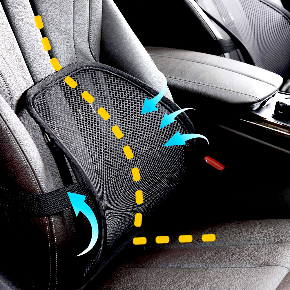 Relieve Back Pain & Stay Comfortable While Driving - Mesh Ventilate Lumbar  Support Cushion For Car Seats & Office Chairs