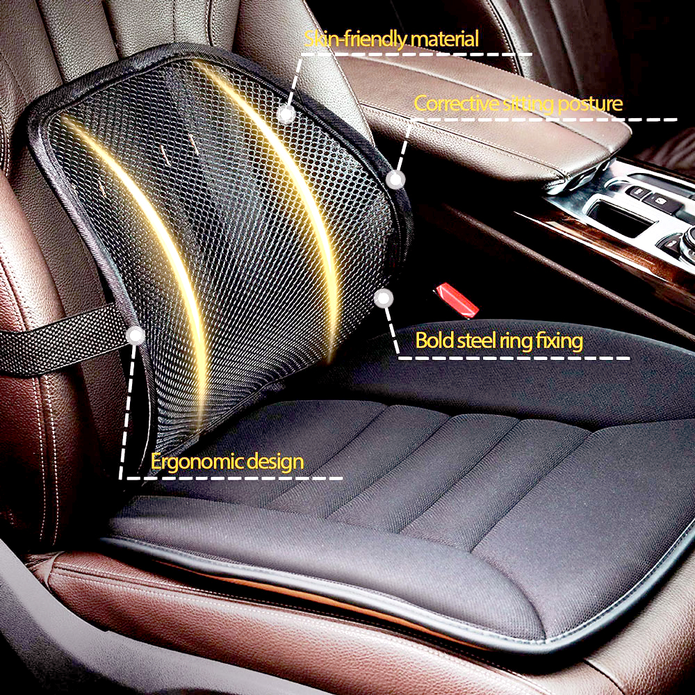 Car Seat Mesh Lumbar Support PU leather Mesh Back Support - AutoMods