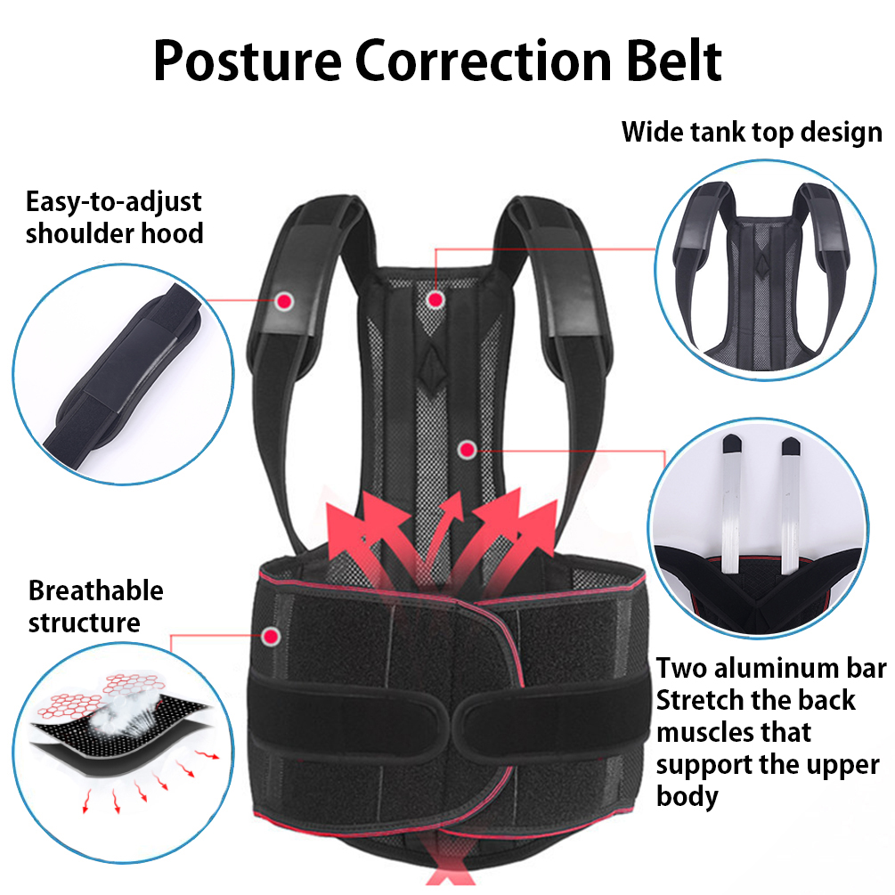 Posture Corrector Body Brace Bad Back Lumbar Shoulder Support Belt For  Women Men